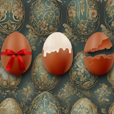 Three Sisters poster of three eggs.