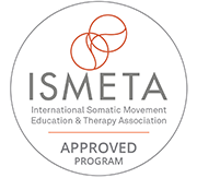 ISMETA logo. Outline of a circle with "ISMETA approved program" written inside.